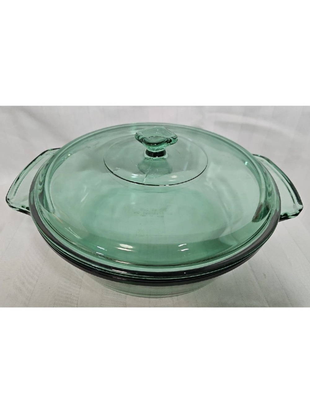Anchor Hocking Green Glass Covered Casserole with Handles